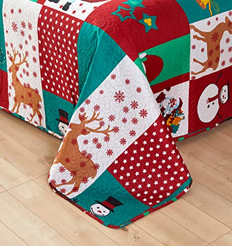 CHESITY Christmas Quilts Set Queen Size