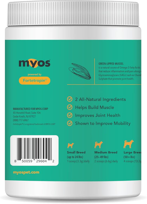 MYOS Canine Muscle & Joint Supplement- Fortetropin & Green Lipped Mussel