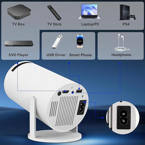 FEARWIKY Projector with WIFI 6 and Bluetooth