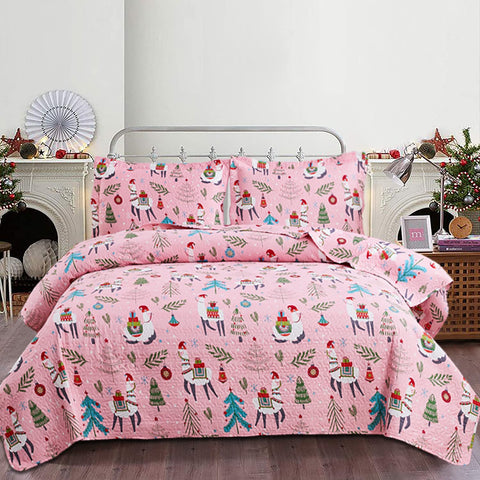 CHESITY Christmas Quilts Set Queen Size