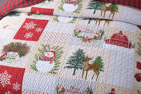 MarCielo 3 Piece Christmas Quilt Set