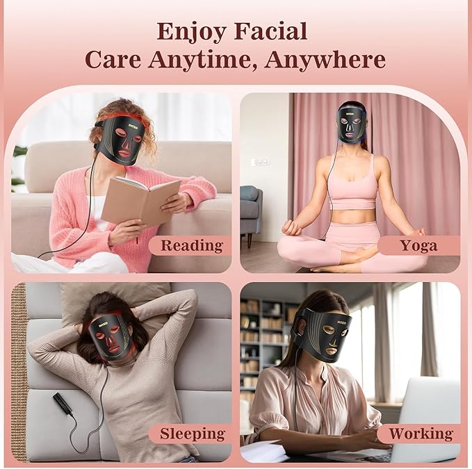 3 Modes Portable Led Face Mask Light Therapy with Remote