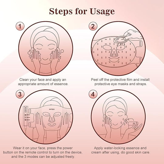 3 Modes Portable Led Face Mask Light Therapy with Remote