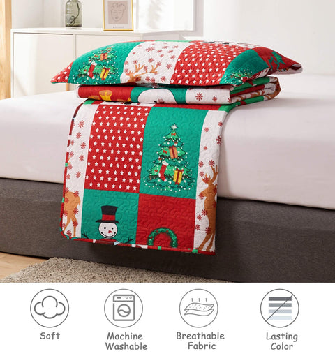 CHESITY Christmas Quilts Set Queen Size