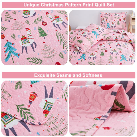 CHESITY Christmas Quilts Set Queen Size