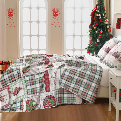 CHESITY Christmas Quilts Set Queen Size