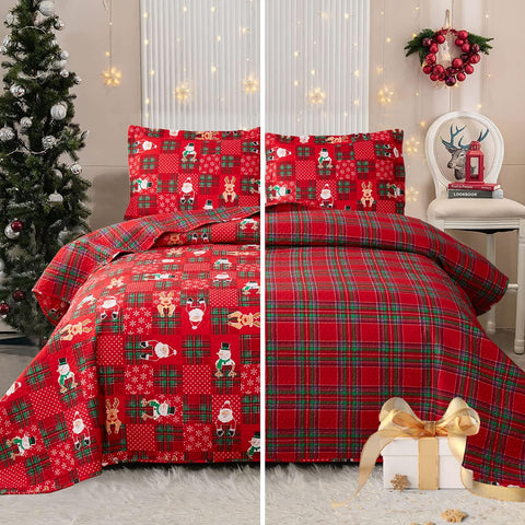 CHESITY Christmas Quilts Set Queen Size