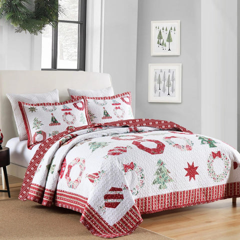 MarCielo 3 Piece Christmas Quilt Set