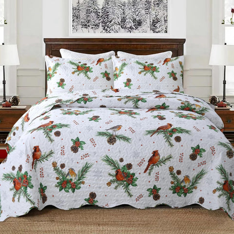 MarCielo 3 Piece Christmas Quilt Set