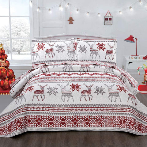 CHESITY Christmas Quilts Set Queen Size