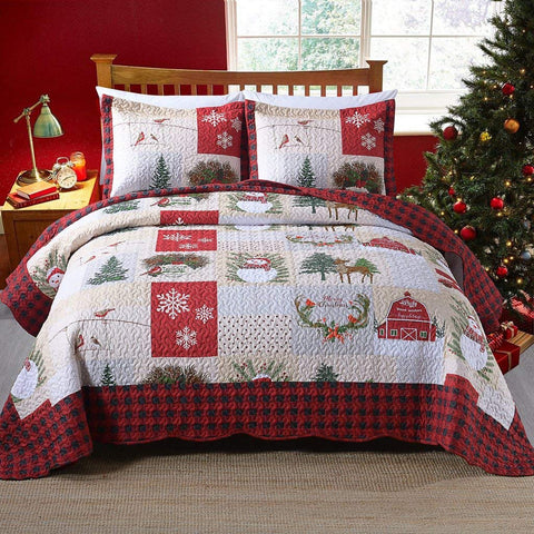 MarCielo 3 Piece Christmas Quilt Set