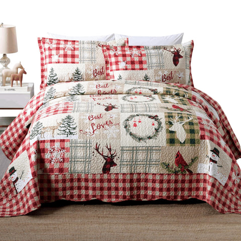 MarCielo 3 Piece Christmas Quilt Set