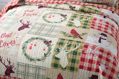 MarCielo 3 Piece Christmas Quilt Set