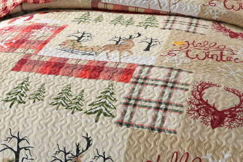 MarCielo 3 Piece Christmas Quilt Set