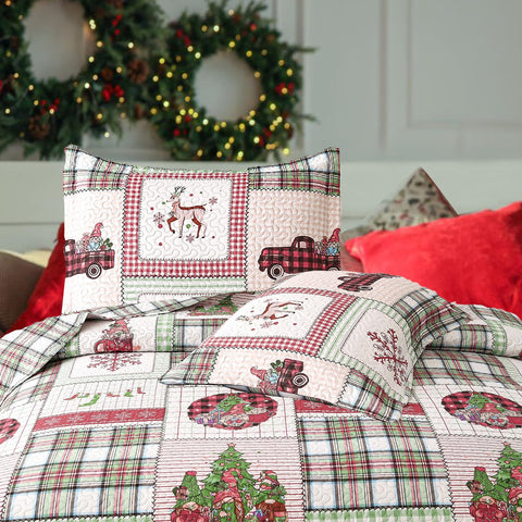 CHESITY Christmas Quilts Set Queen Size