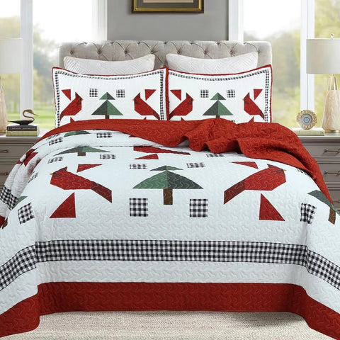 MarCielo 3 Piece Christmas Quilt Set