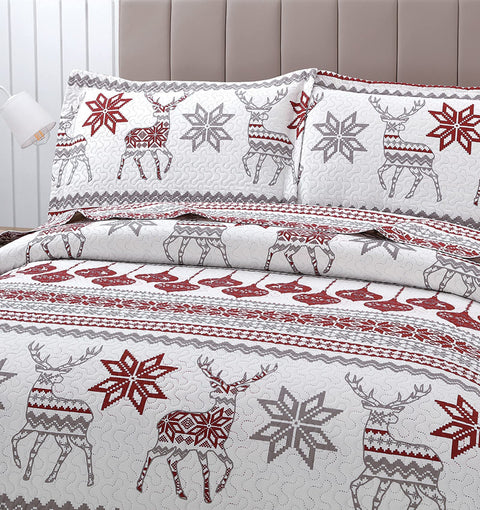 CHESITY Christmas Quilts Set Queen Size