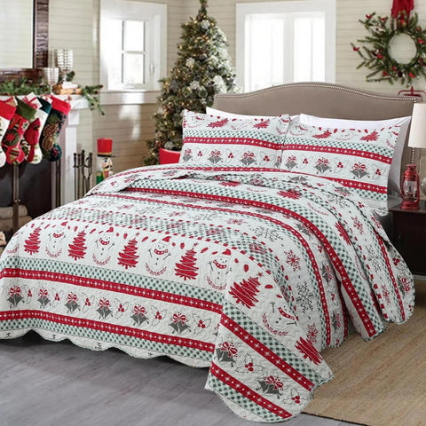 MarCielo 3 Piece Christmas Quilt Set