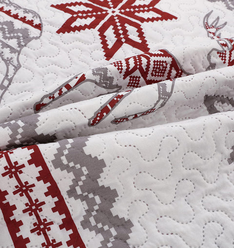 CHESITY Christmas Quilts Set Queen Size