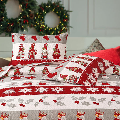 CHESITY Christmas Quilts Set Queen Size