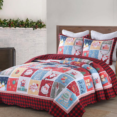 MarCielo 3 Piece Christmas Quilt Set