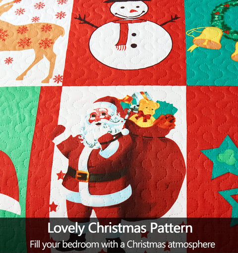 CHESITY Christmas Quilts Set Queen Size