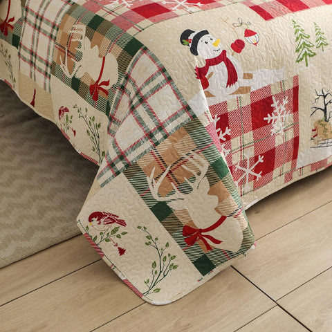 CHESITY Christmas Quilts Set Queen Size