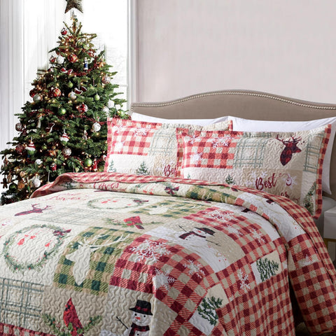 MarCielo 3 Piece Christmas Quilt Set