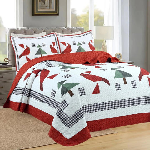 MarCielo 3 Piece Christmas Quilt Set