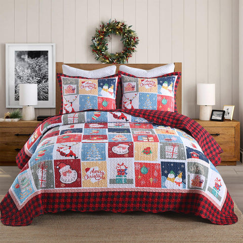 MarCielo 3 Piece Christmas Quilt Set