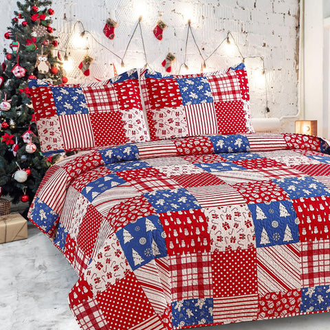 CHESITY Christmas Quilts Set Queen Size