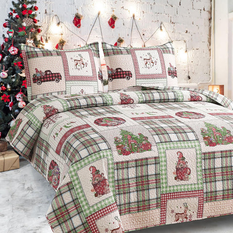 CHESITY Christmas Quilts Set Queen Size