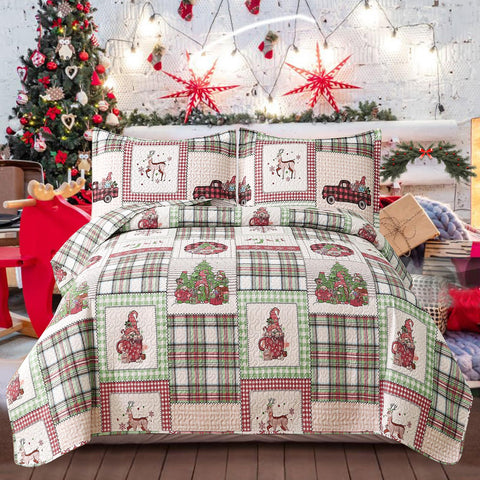 CHESITY Christmas Quilts Set Queen Size