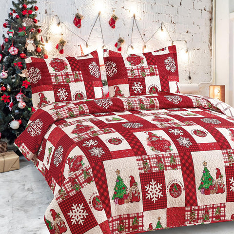 CHESITY Christmas Quilts Set Queen Size