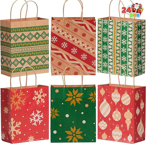 JOYIN 24 PCS Christmas Kraft Gift Bags