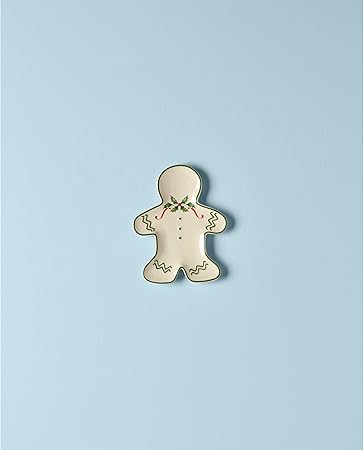 Lenox Holiday Gingerbread Man Accent Plate, 0.70 LB, Red & Green