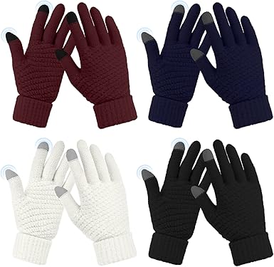 Omisy 4 Pairs Womens Winter Gloves