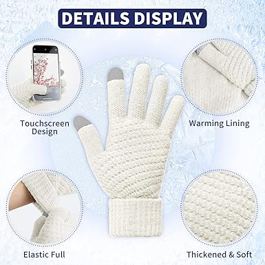 Omisy 4 Pairs Womens Winter Gloves