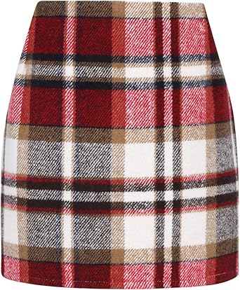 IDEALSANXUN High Waist Plaid Skirt