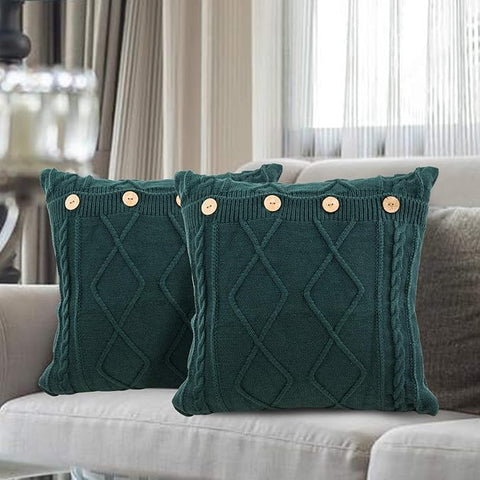 MH MYLUNE HOME Knit Throw Pillow Cover Button Closure