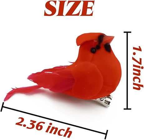 GXXMEI 20PCS Christmas Mini Cardinal Clip on Tree Ornaments Bird Decorations