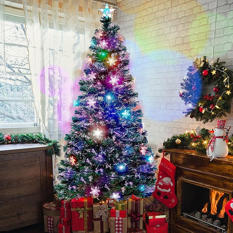 Juegoal |Pre-Lit Optical Fiber Christmas Artificial Tree