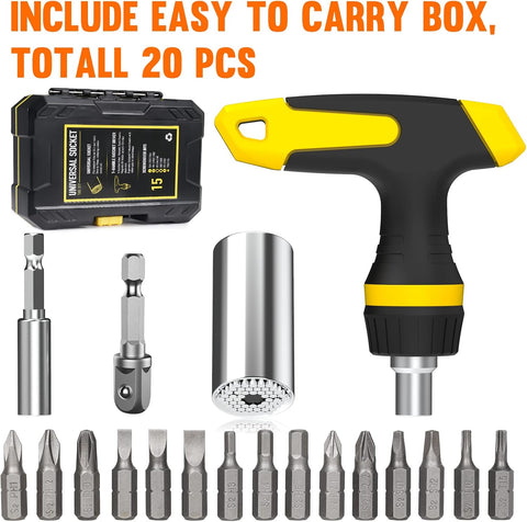 HANPURE Stocking Stuffers Magnetic Ratchet Screwdriver Set with Power Drill Adapter