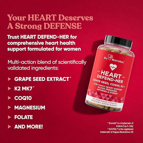 Heart Defend-Her | Grape Seed Extract, Vitamin K2 MK-7, and CoQ10