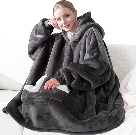 Touchat Wearable Blanket Hoodie | Oversized Sherpa Blanket Sweatshirt