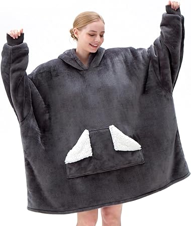 Touchat Wearable Blanket Hoodie | Oversized Sherpa Blanket Sweatshirt