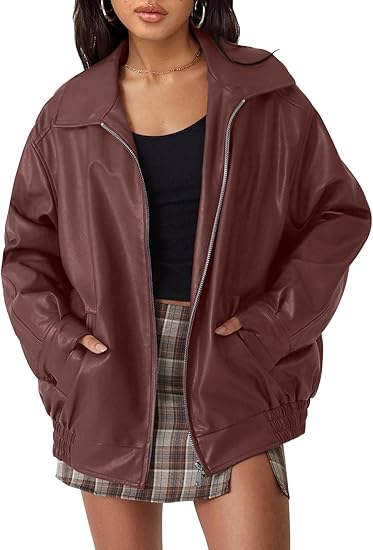 AUTOMET Womens Oversized Leather Jackets