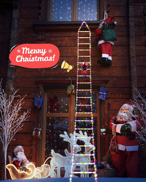 Toodour LED Christmas Lights - 10ft Christmas Decorative Ladder Lights with Santa Claus