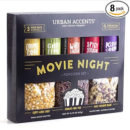 Urban Accents Popcorn Kernels and Popcorn Seasoning | Set of 8