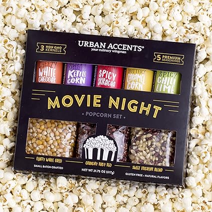 Urban Accents Popcorn Kernels and Popcorn Seasoning | Set of 8